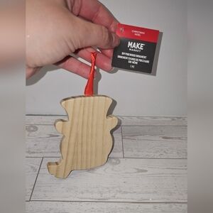 Blank Pinewood Ornament with Red Ribbon